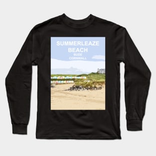 Bude Cornwall.  Summerleaze Beach Cornish gift Kernow Travel location poster Long Sleeve T-Shirt